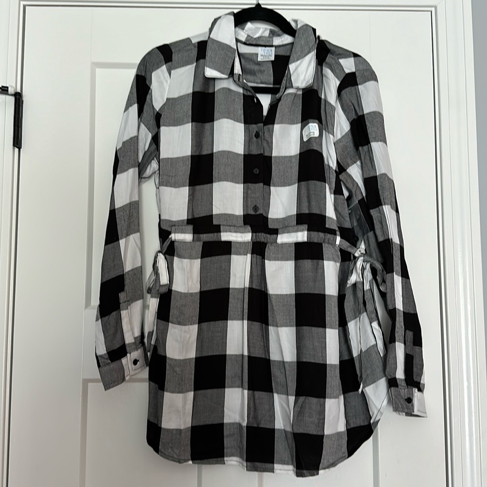 Time and Tru Maternity Long Sleeve Buffalo Plaid Top Size S